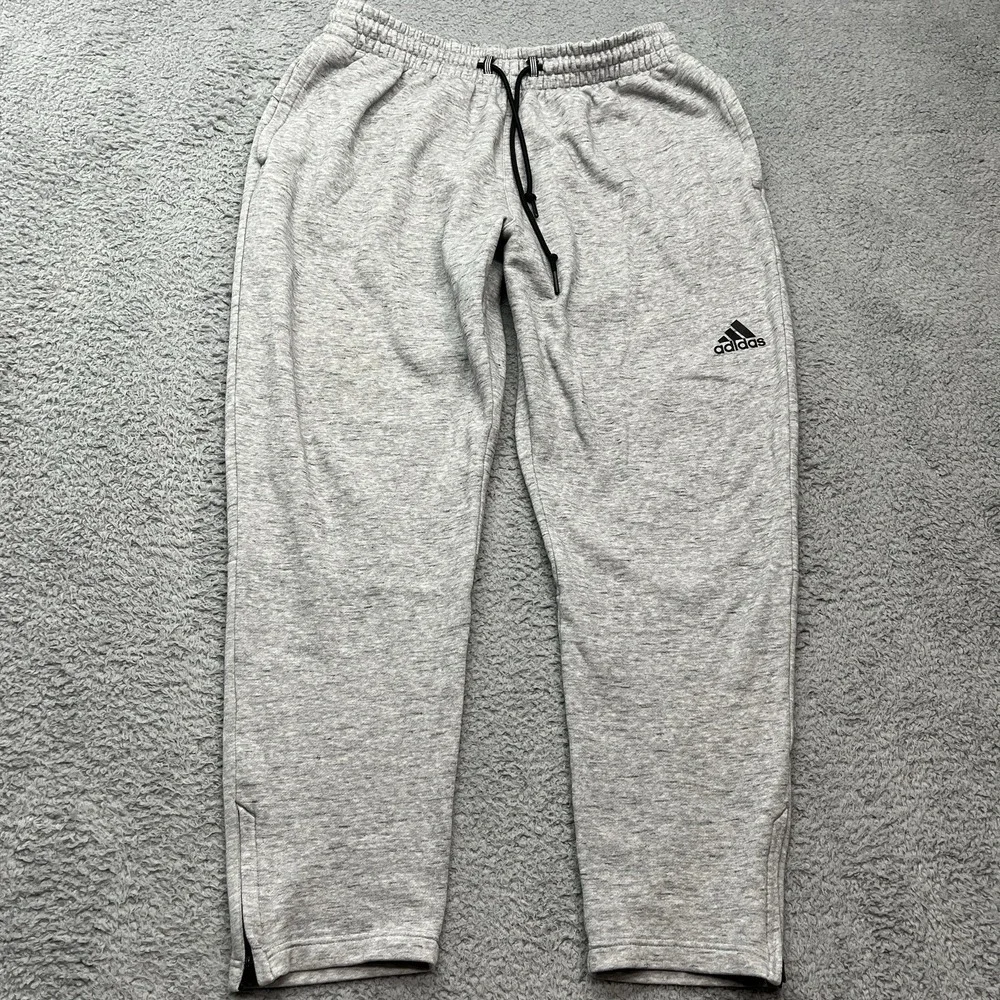 Adidas Sweatpants Womens XL Joggers Gray Fleece Zip Legs Drawstring Streetwear